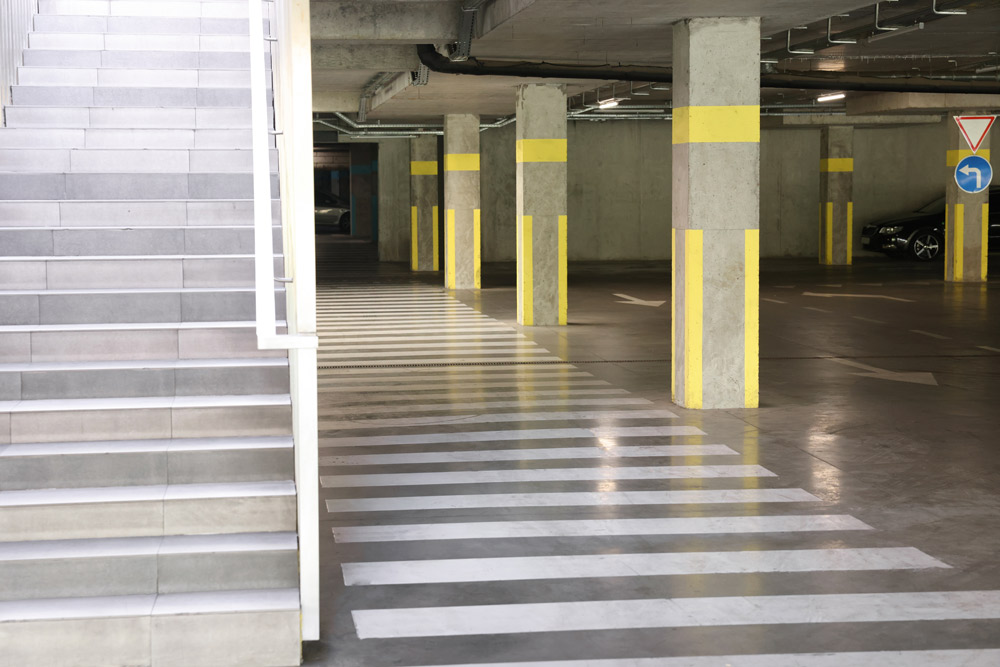 car park with clean steps