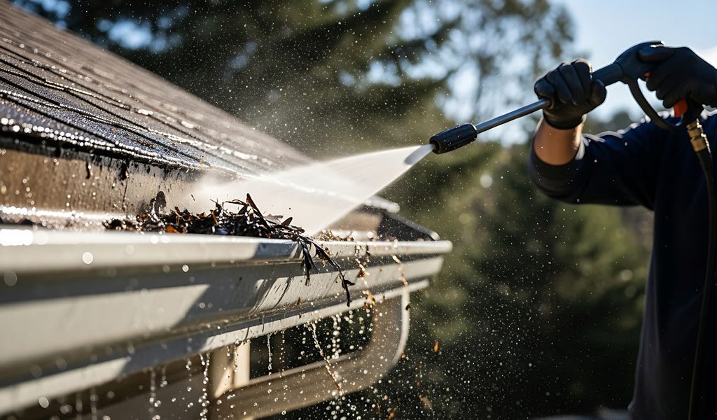 clearing commercial gutters